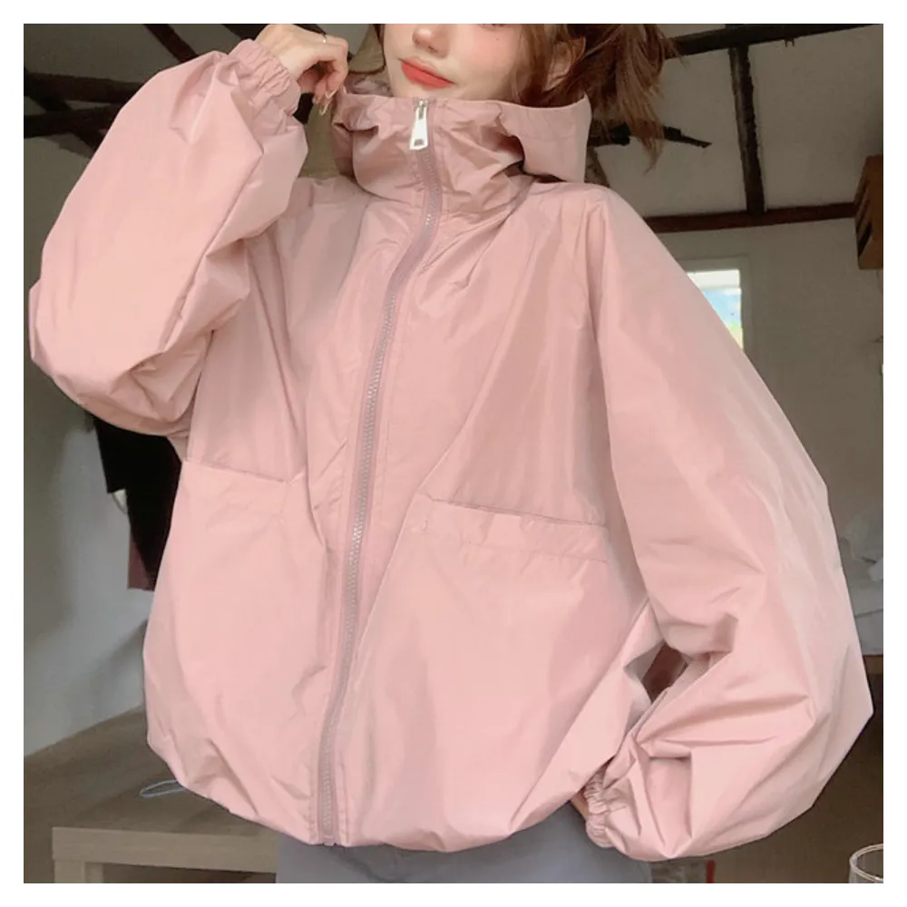 【ASister 小姊姊】*出清品*現貨在庫★防曬外套☆連帽防風防潑水純色拉鍊防曬外套(4色 M-2XL #AS0315)