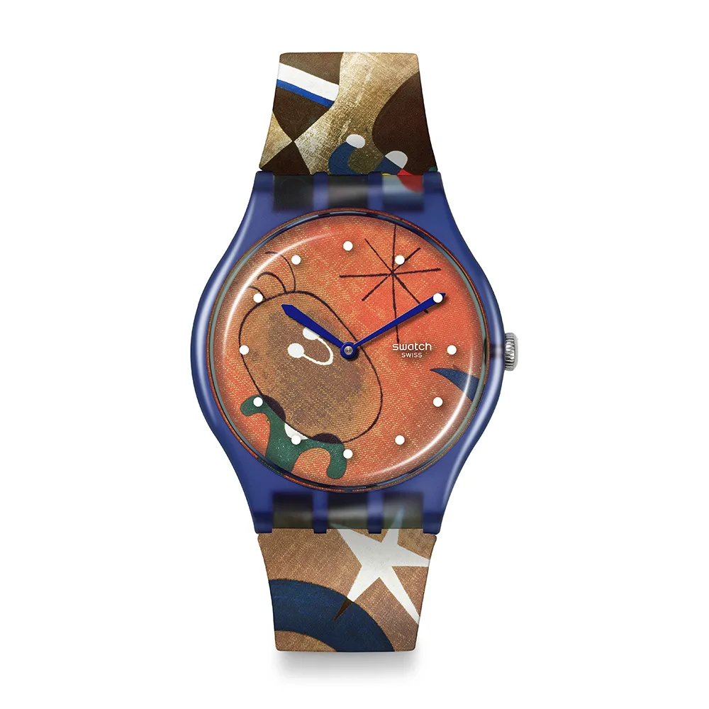 【SWATCH】MIROS WOMEN & BIRD IN THE MOONLIGHT 泰德美術館聯名/男錶/女錶/瑞士製造 SO29Z136 (41mm)