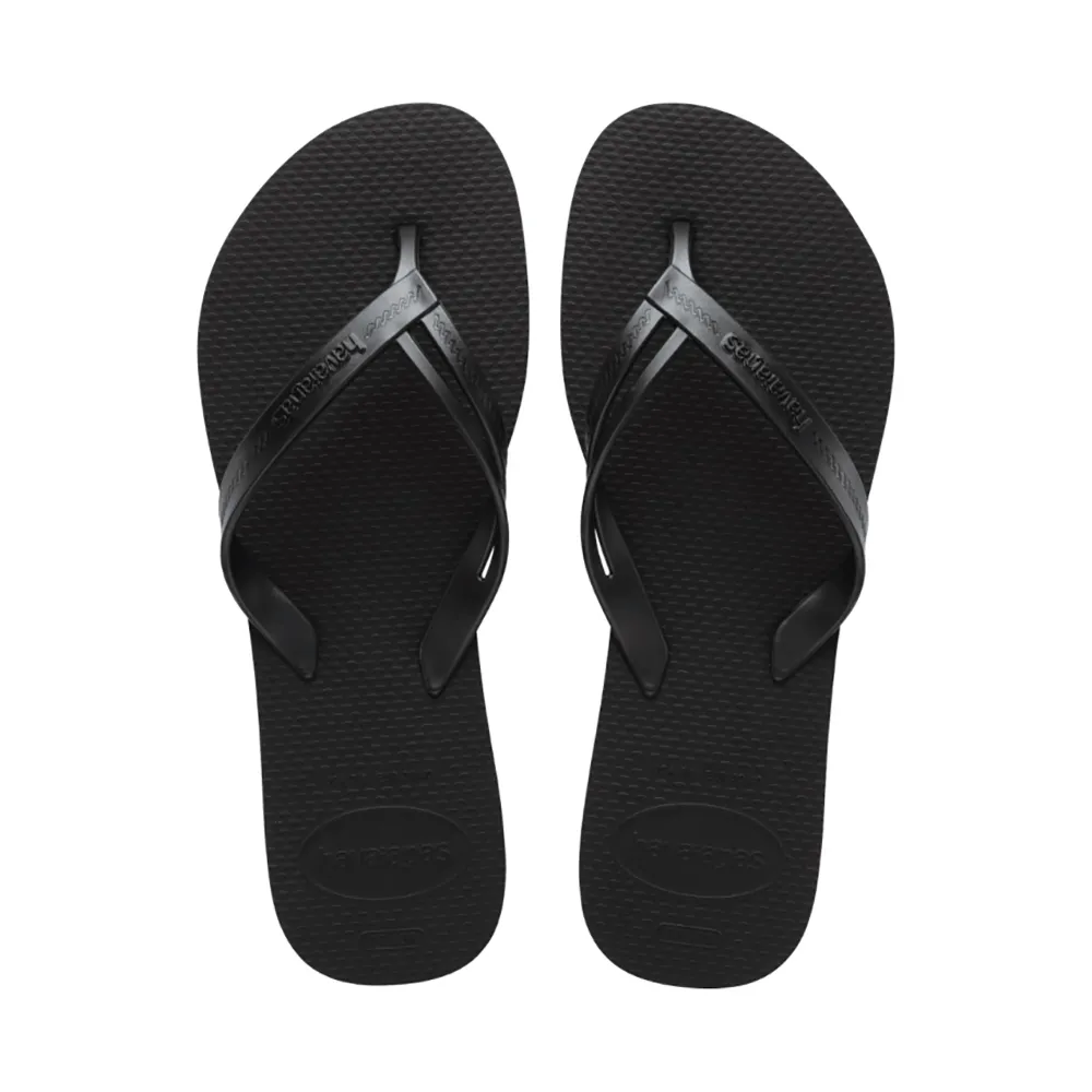 【havaianas 哈瓦仕】拖鞋 女鞋 夾腳拖 素色款 Elegance 黑 4148801-0090W(哈瓦士)