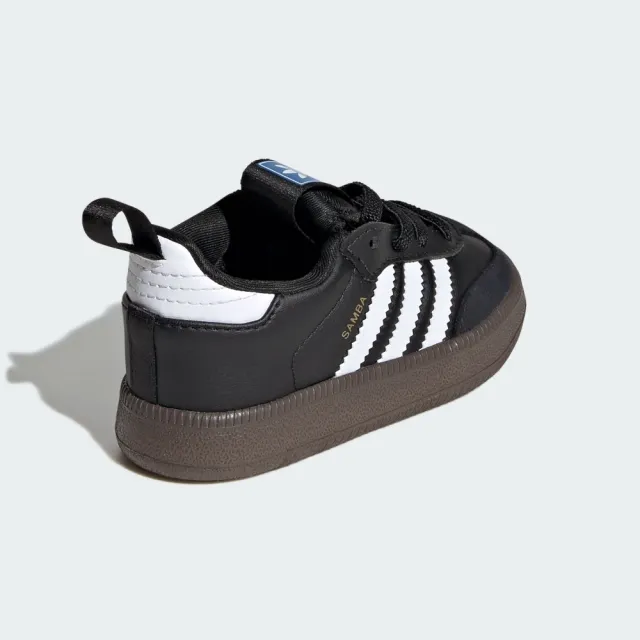 【adidas 愛迪達】運動鞋 童鞋 小童 兒童 套穿式 三葉草 SAMBA QUICKON I 黑 KK2179(C5609)