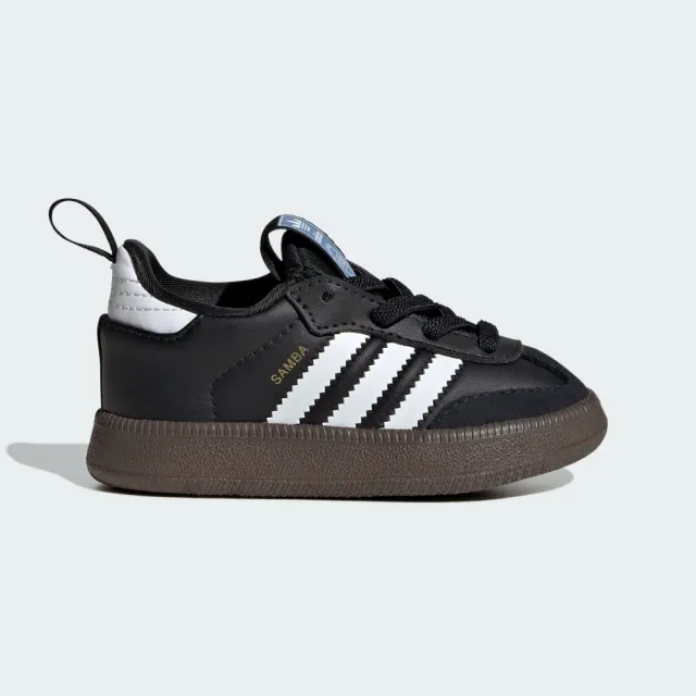 【adidas 愛迪達】運動鞋 童鞋 小童 兒童 套穿式 三葉草 SAMBA QUICKON I 黑 KK2179(C5609)