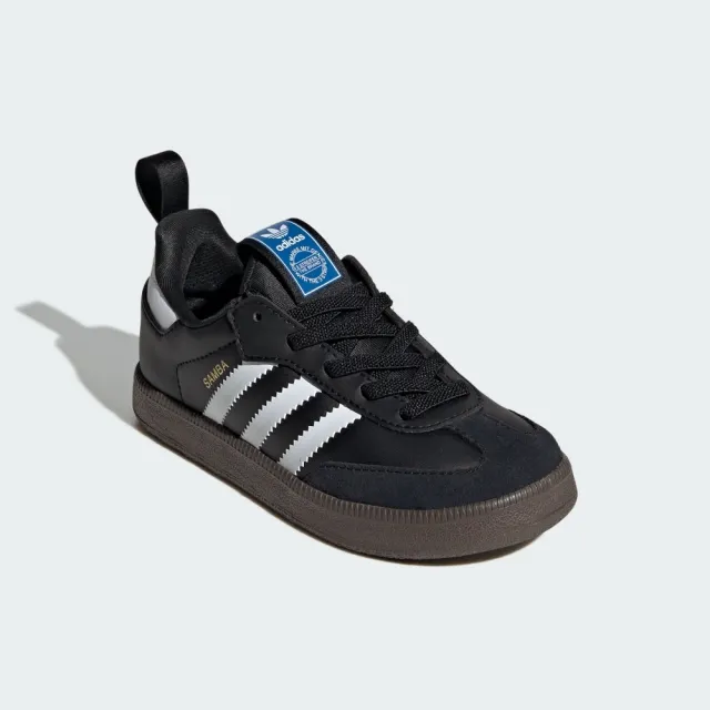 【adidas 愛迪達】運動鞋 童鞋 中童 兒童 套穿式 三葉草 SAMBA QUICKON K 黑 KK2178(C5596)