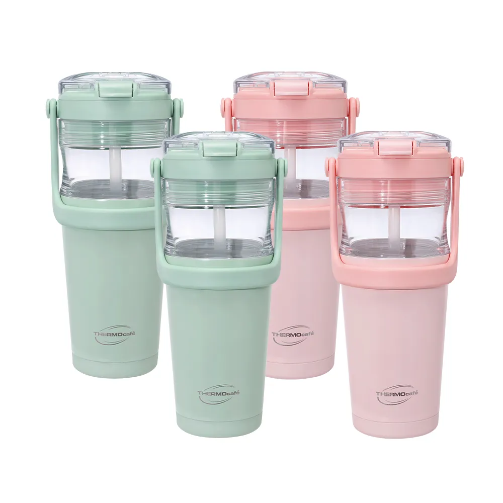【THERMOcafe 凱菲】買1送1_雙層真空保溫陶瓷塗層快拆隨手瓶620ml(TCDB-700S)