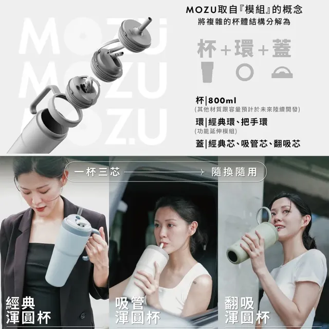 【WOKY 沃廚】渾圓杯3.0 MOZU模組 800ml-全配組(隨行杯/吸管杯/保溫杯瓶/保冰杯瓶/水壺)