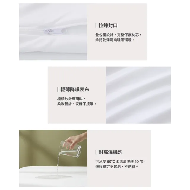 【mo select】二組合購-輕盈防護防水枕用保潔墊拉鍊枕套式-4入組