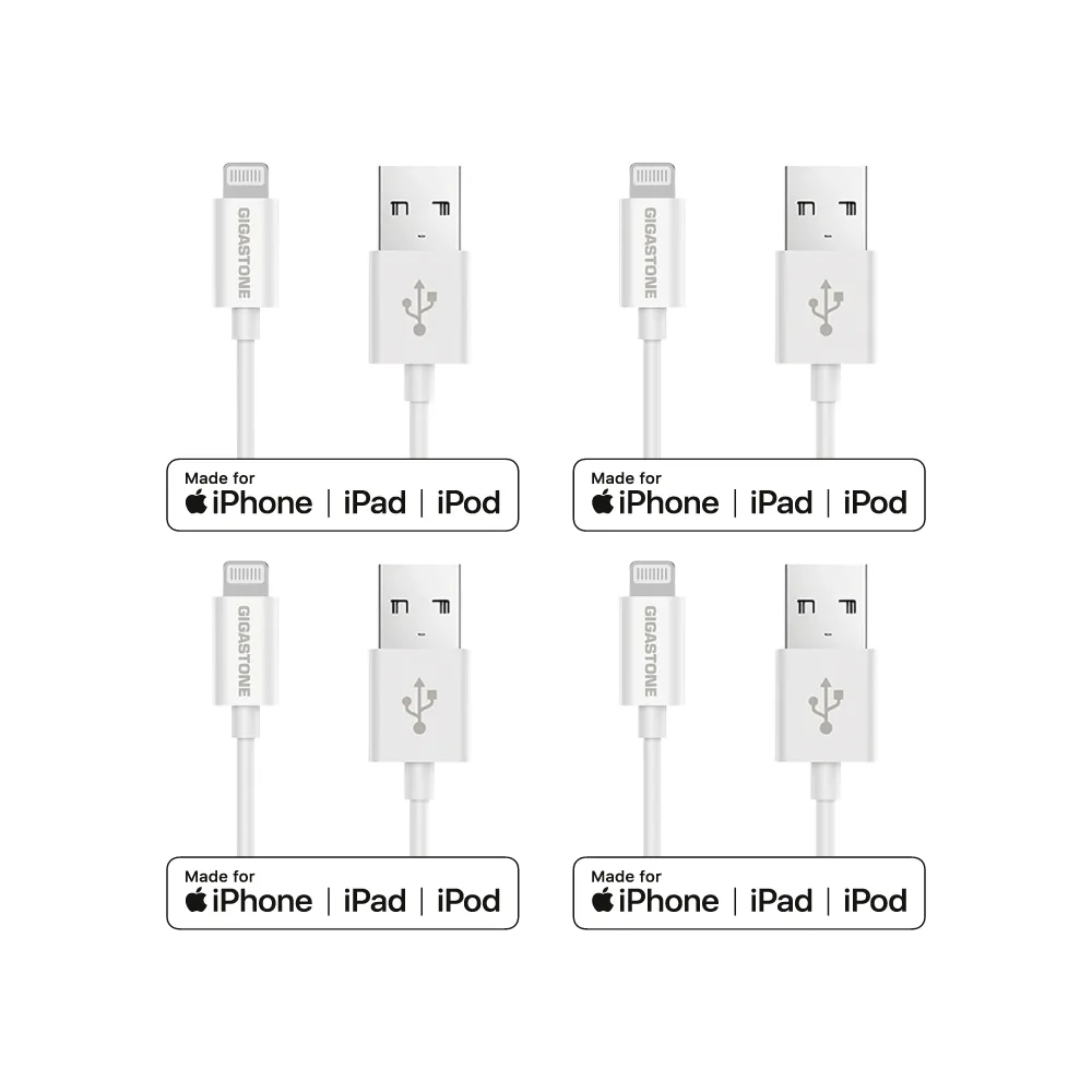 【Gigastone 立達國際】4入組 USB-A to Lightning 1M傳輸充電線(MFi認證支援iPhone 14/13/12/11/iPad充電)