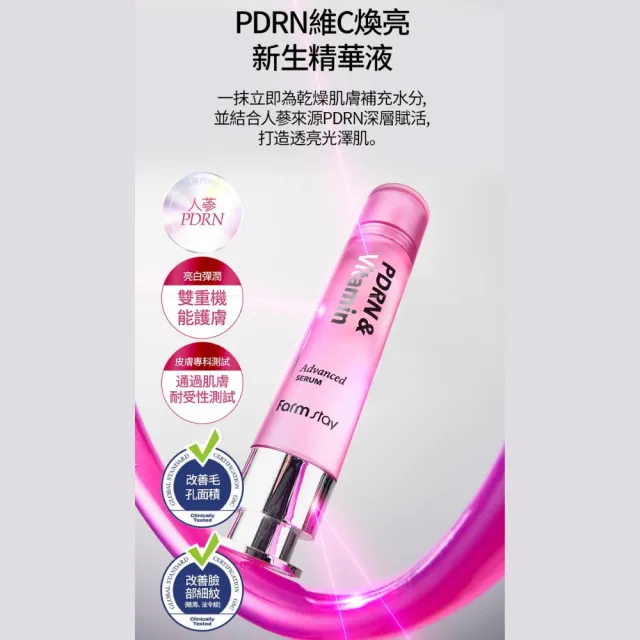 【Farmstay 植物莊園】韓國PDRN維C煥亮新生精華液30ml x2入
