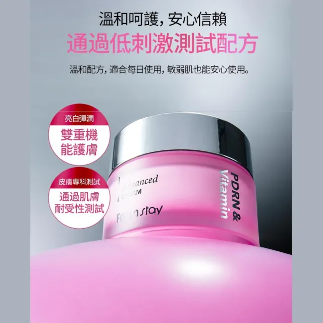 【Farmstay 植物莊園】韓國PDRN維C煥亮新生乳霜50ml x2入