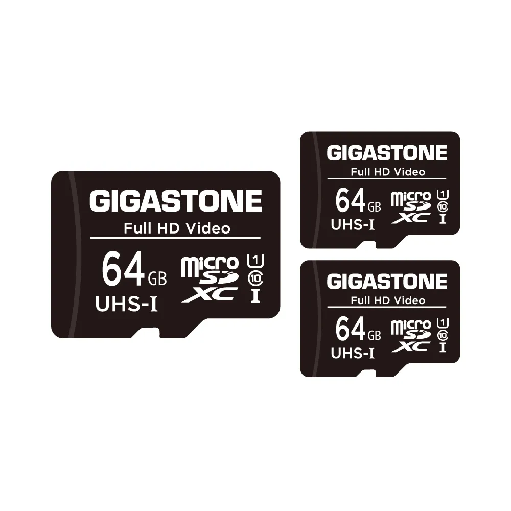 【GIGASTONE 立達】超值3入組 microSDXC UHS-Ⅰ U1 64GB相機攝影記憶卡(64G 支援兒童相機/手機/相機/音箱)