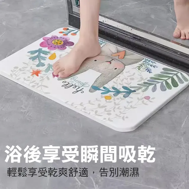 【WE CHAMP】硬式彩繪珪藻土地墊60*39cm任選三入組(大尺寸 快乾 吸水 彩繪 衛浴珪藻土地墊)