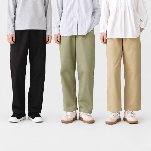 【MUJI 無印良品】女水洗棉舒適錐形褲(黑色/米色/煙燻粉/卡其綠)