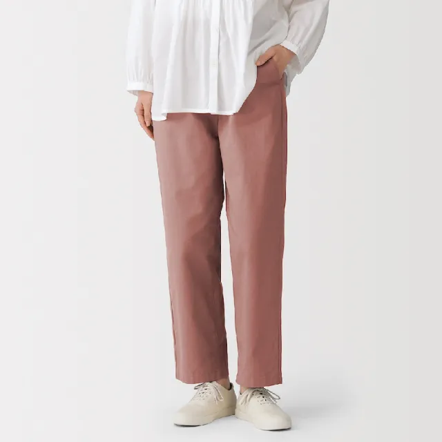 【MUJI 無印良品】女水洗棉舒適錐形褲(黑色/米色/煙燻粉/卡其綠)