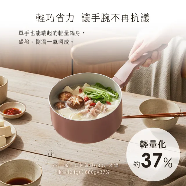【Fackelmann】暖廚時光系列陶瓷不沾16CM單柄湯鍋(含蓋)(適用電磁爐)