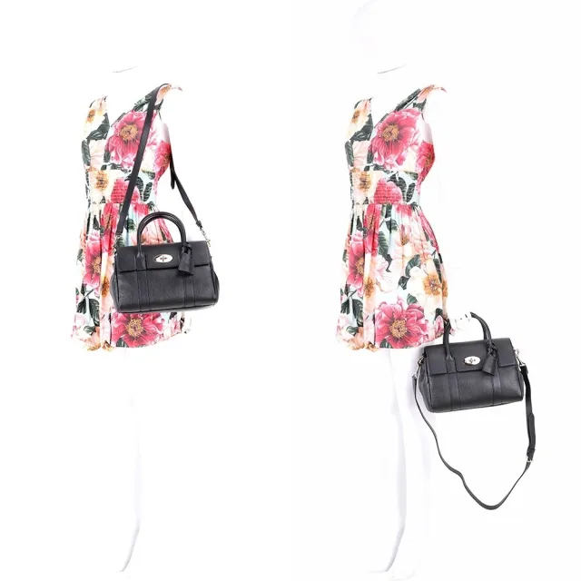 【MULBERRY】Bayswater 小款 經典鎖釦粒面牛皮手提 肩背包(黑色 通勤包 英國精品)