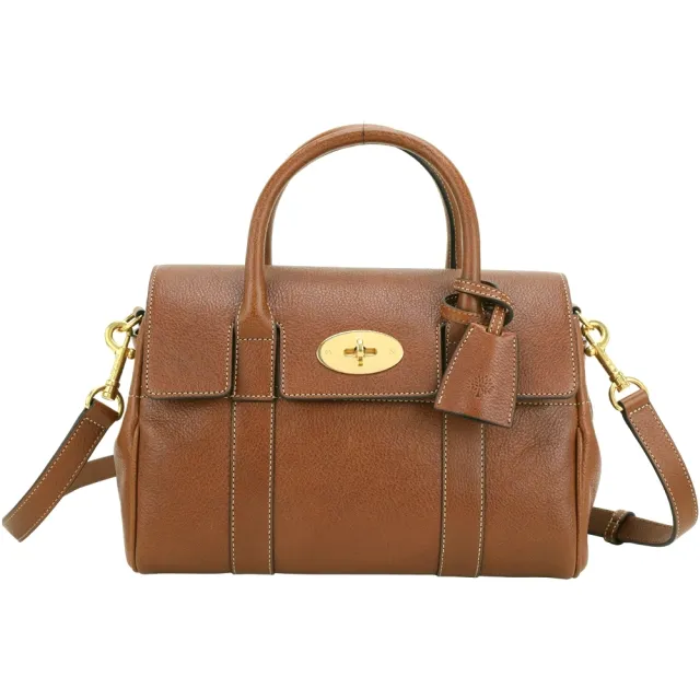 【MULBERRY】Bayswater 小款 經典鎖釦 鞣製牛皮手提 斜背包 學院包(橡木棕 通勤包 英國精品)