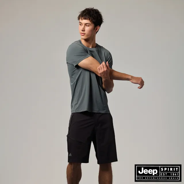 【JEEP】男裝 吸濕排汗極簡短袖T恤(深灰色)