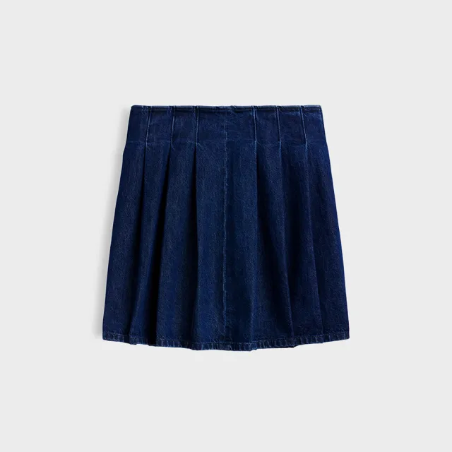 【GAP】牛仔百褶迷你裙-深色水洗(912716)