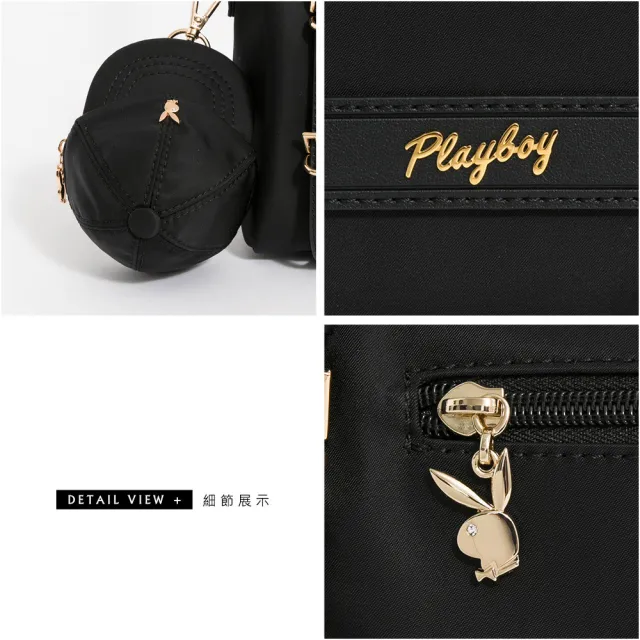 【PLAYBOY】肩背包附長背帶  Night Maze系列 - 黑色