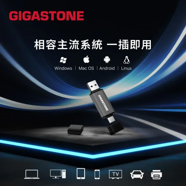【Gigastone 立達國際】64GB USB-A Type-C雙介面隨身碟 UAC-4400GY (iPhone15以上適用/Android/筆電)