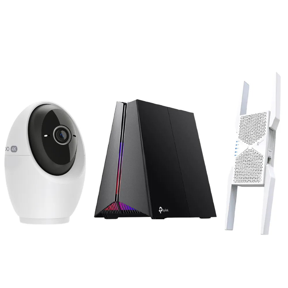 【TP-Link】4K攝影機組★WiFi 7 三頻5G路由器/分享器+Wi-Fi 7 三頻延伸器+ Tapo C260監視器IP CAM