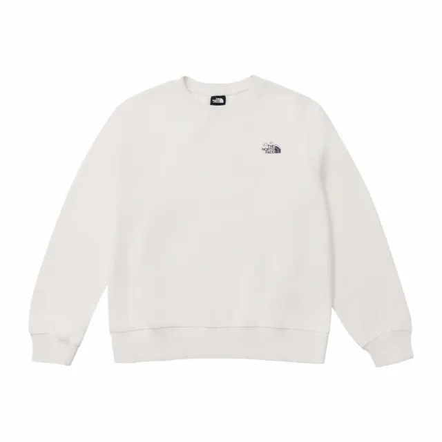 【The North Face】北面女款米白色背面印花長袖大學T｜8JM4QLI