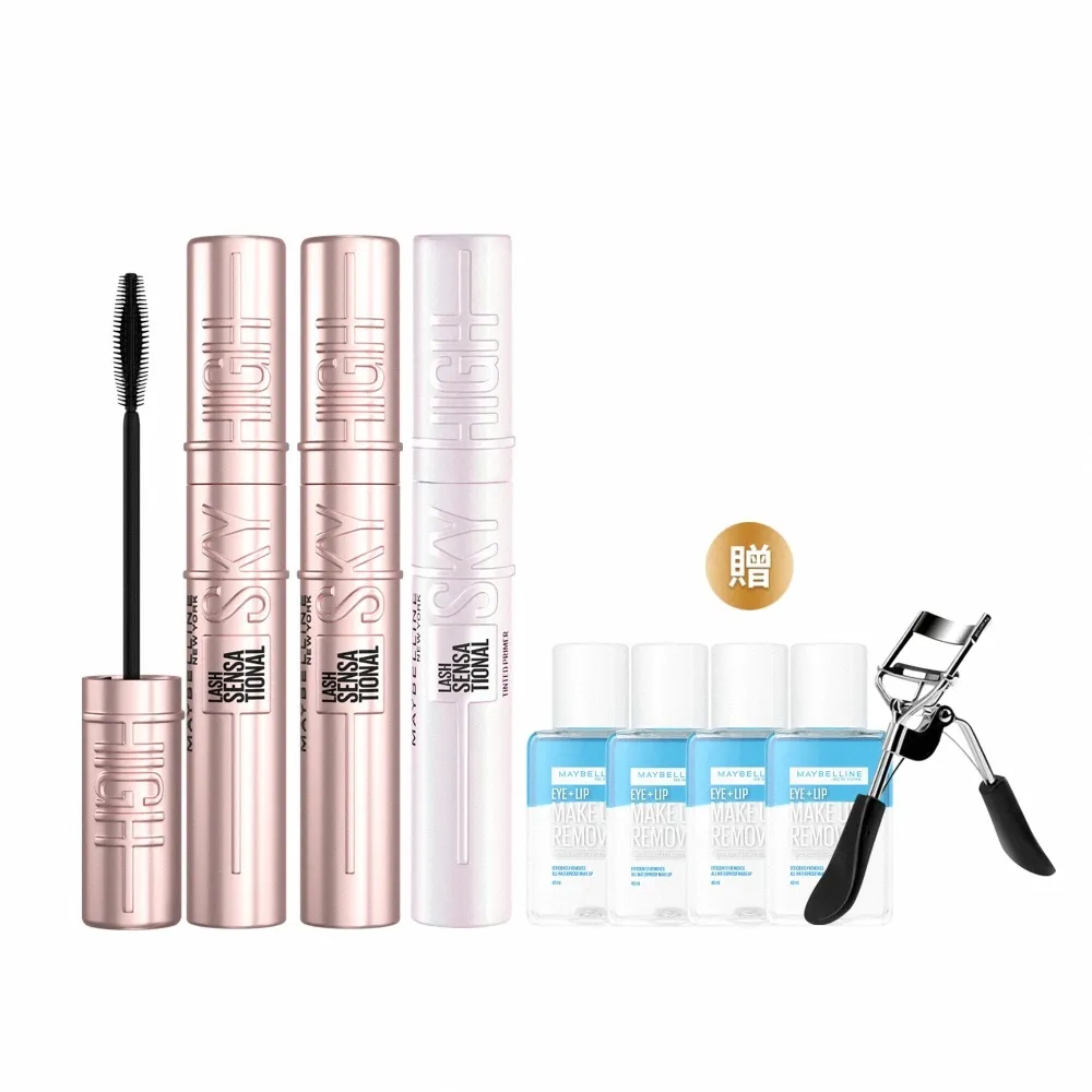 【MAYBELLINE 媚比琳】飛天翹防水睫毛膏3入組(#SKYHIGH#Hello Kitty)