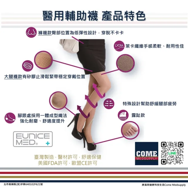【Eunicemed】醫用輔助襪(CPS-3304-BG 壓力襪 露趾襪 大腿襪 膚色  )