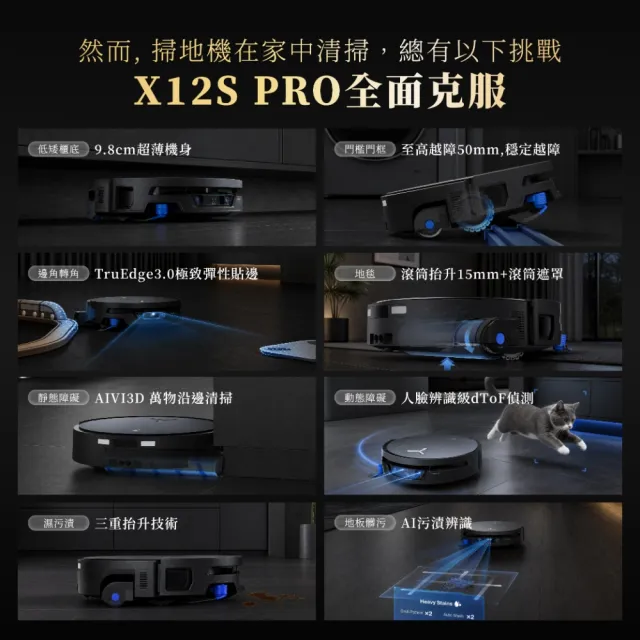 【ECOVACS 科沃斯】9/10新品開賣!全新旗艦DEEBOT X12S PRO 滾筒掃拖機器人-上下水版 (噴清潔液/熱水拖地)