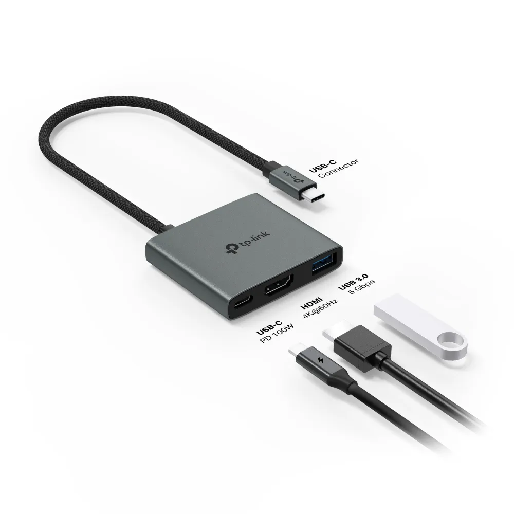【TP-Link】UH3020C Type-C 3合1多功能轉接器 3埠HUB集線器 HDMI USB3.0 PD快充