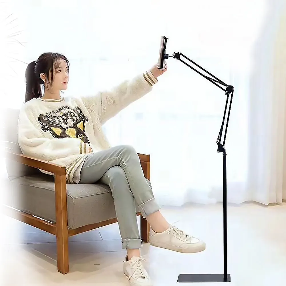 【DREAMCATCHER】180cm 360°萬象調節 懸臂落地式 懶人支架(手機支架/平板支架/ipad支架/直播支架)