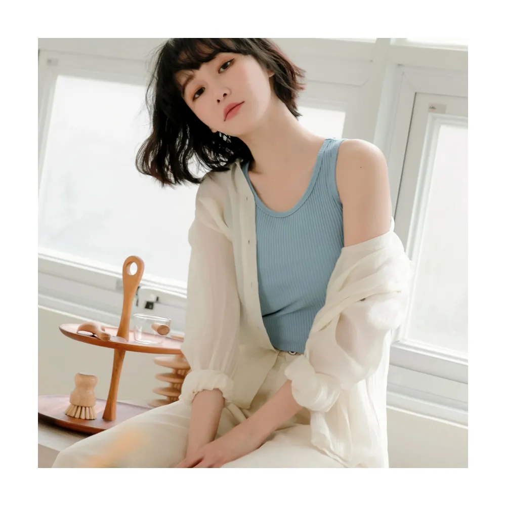 【OB 嚴選】純色多色高含棉坑條羅紋針織背心 《AB17126》