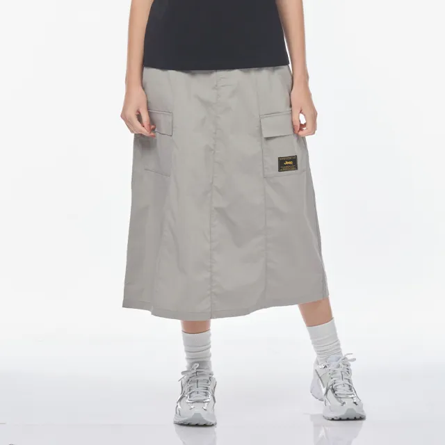 【JEEP】女裝 COOLMAX涼感休閒口袋長裙-灰色