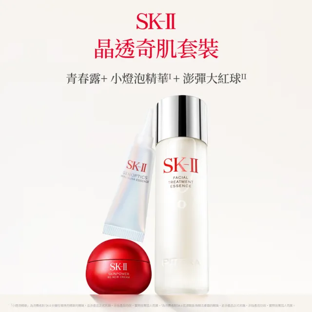 【SK-II】官方直營 PITERA™新客組入門晶透奇肌套裝(青春露75ml+小燈泡精華10ml+活膚霜15g)