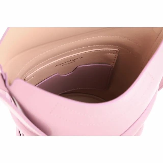 【Alexander McQueen】The Curve 牛皮翻蓋斜背水桶包(粉紫 專櫃價$50200 全智賢愛用包)