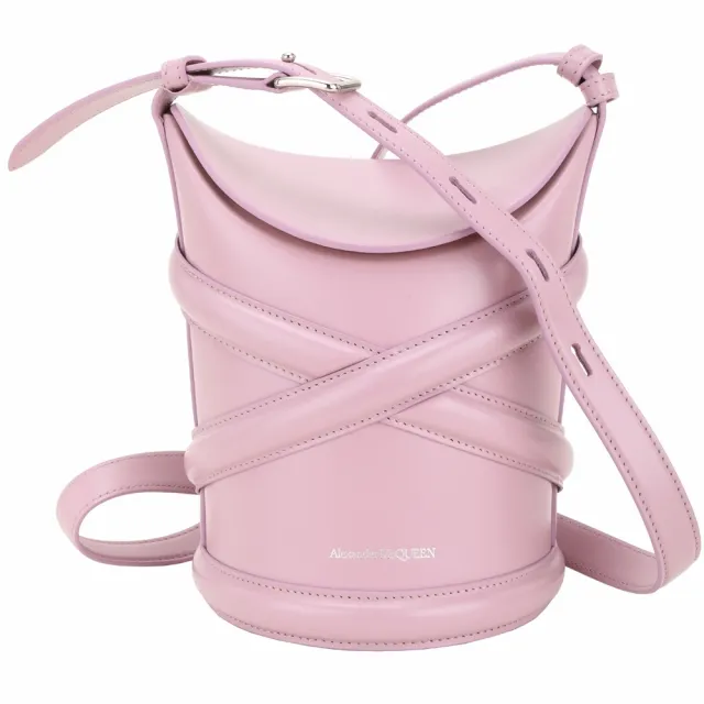 【Alexander McQueen】The Curve 牛皮翻蓋斜背水桶包(粉紫 專櫃價$50200 全智賢愛用包)