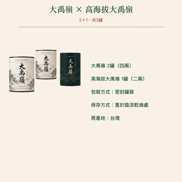 【台灣茶葉產銷協會】大禹嶺4兩＋高海拔大禹嶺2兩 雙茶3入組｜罐裝(2+1)