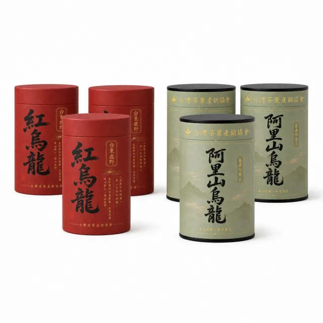 【台灣茶葉產銷協會】紅烏龍+阿里山 雙茶6入組|罐裝4兩(3+3)