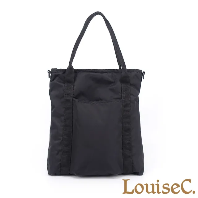 【LouiseC.】雙11 Tree House 輕盈尼龍中性 大尺寸 多收納方型 手提斜背防水包 黑色 YS22355-05