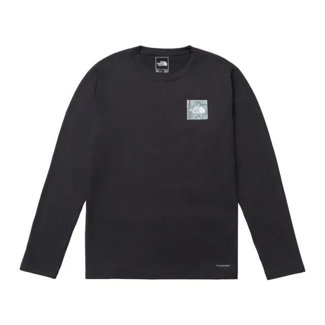 【The North Face】北面男款黑色UPF50防曬長袖上衣｜8J8YJK3