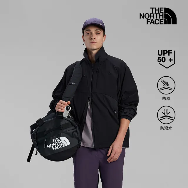 【The North Face】北面UE男款黑色UPF50防曬可翻立領夾克｜8HWRJK3