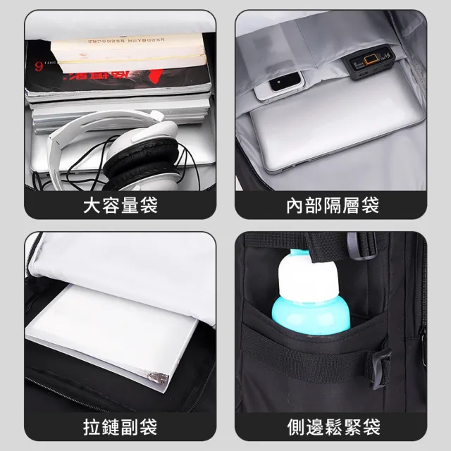【Starshop】素色簡約雙肩後背包 防潑水輕量學生書包 電腦背包 旅行大容量背包 雙肩包（國 