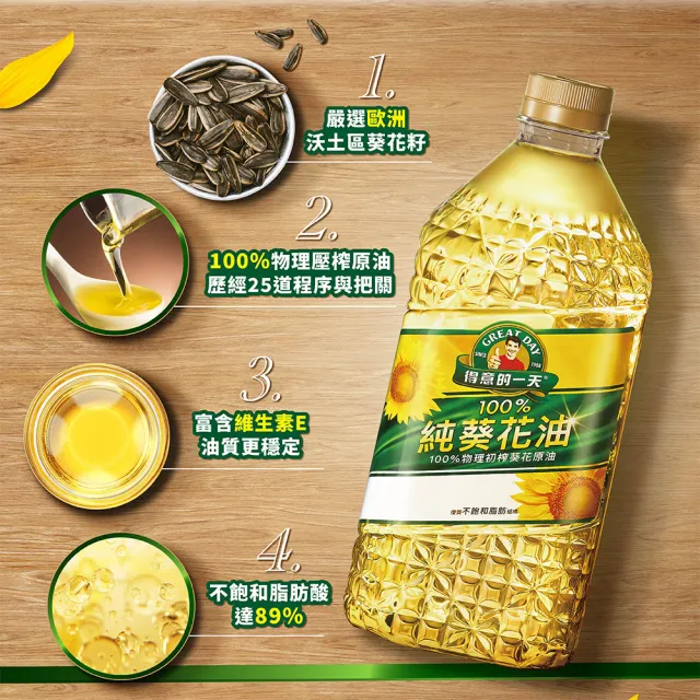 【得意的一天】100%葵花油2Lx6瓶(送極選酪梨油500mL)