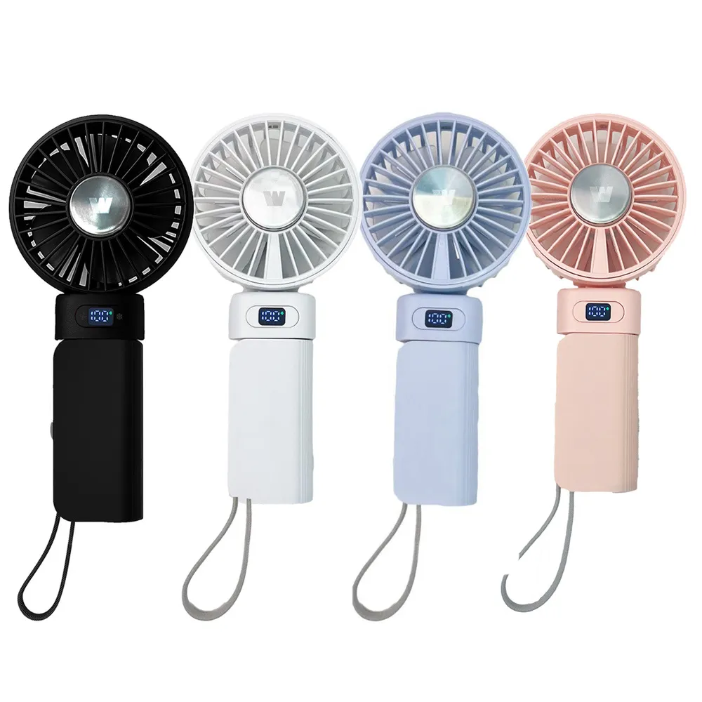 【Wephone】5000mAh 隱藏直插式/數顯20W快充行動電源+USB半導體冰風扇(雙向自帶線/可充手錶)