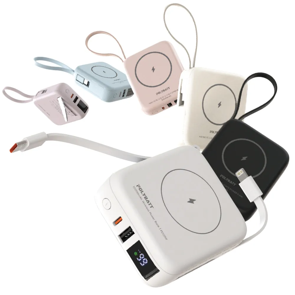 【POLYBATT】台灣製造 10000mAh 防爆固態行動電源(CCC/雙PD快充/磁吸/自帶線) H20