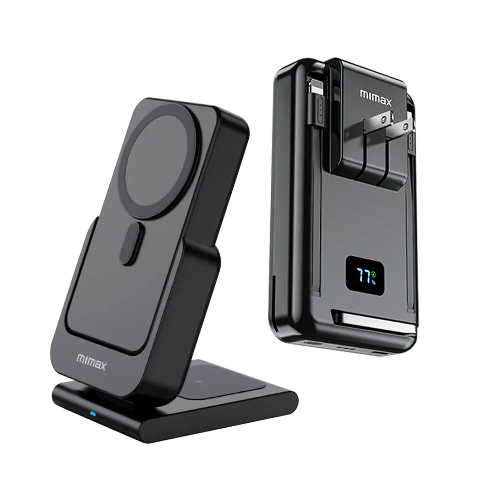 【mimax 米覓】W19 10000mAh 15W 雙孔輸出 磁吸無線充電支架行動電源(Magsafe)