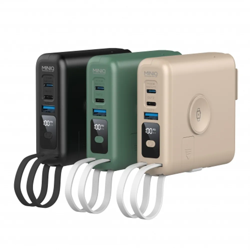 台灣製造10000mAh 30W多功能磁吸無線充行動電源(手錶/耳機/自帶線/可拆卸充電頭)