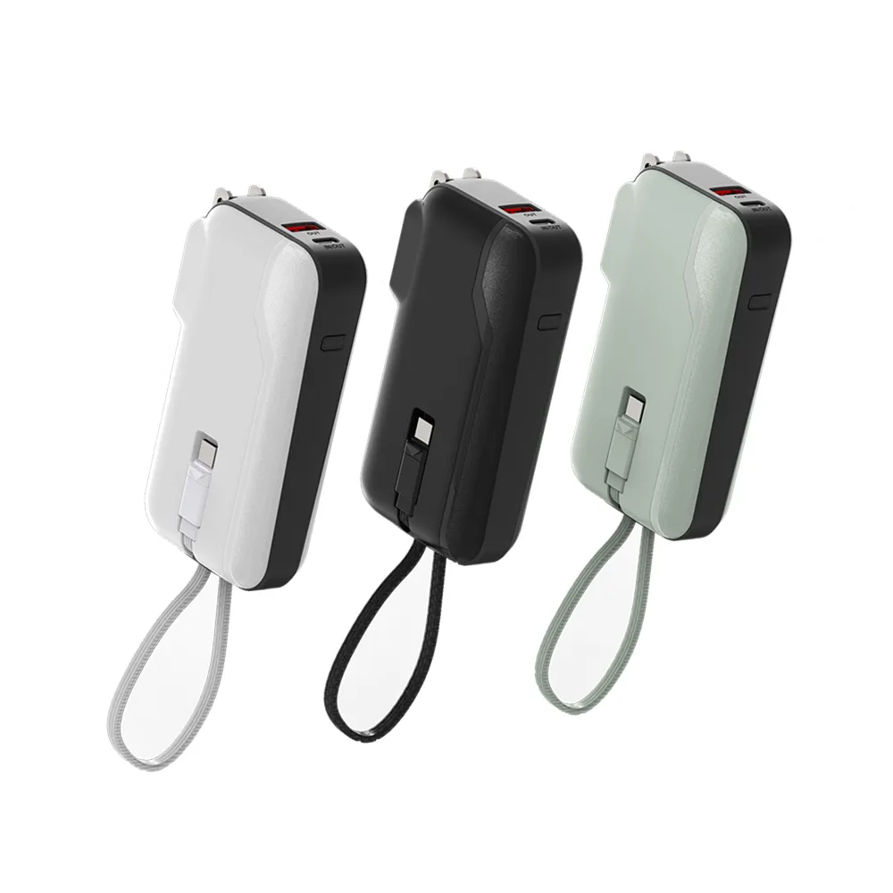【CHOZEN】PDA102 10000mAh 20W PD雙線快充口袋行動電源 36Wh｜可登機｜自帶線(附萬國轉接頭)
