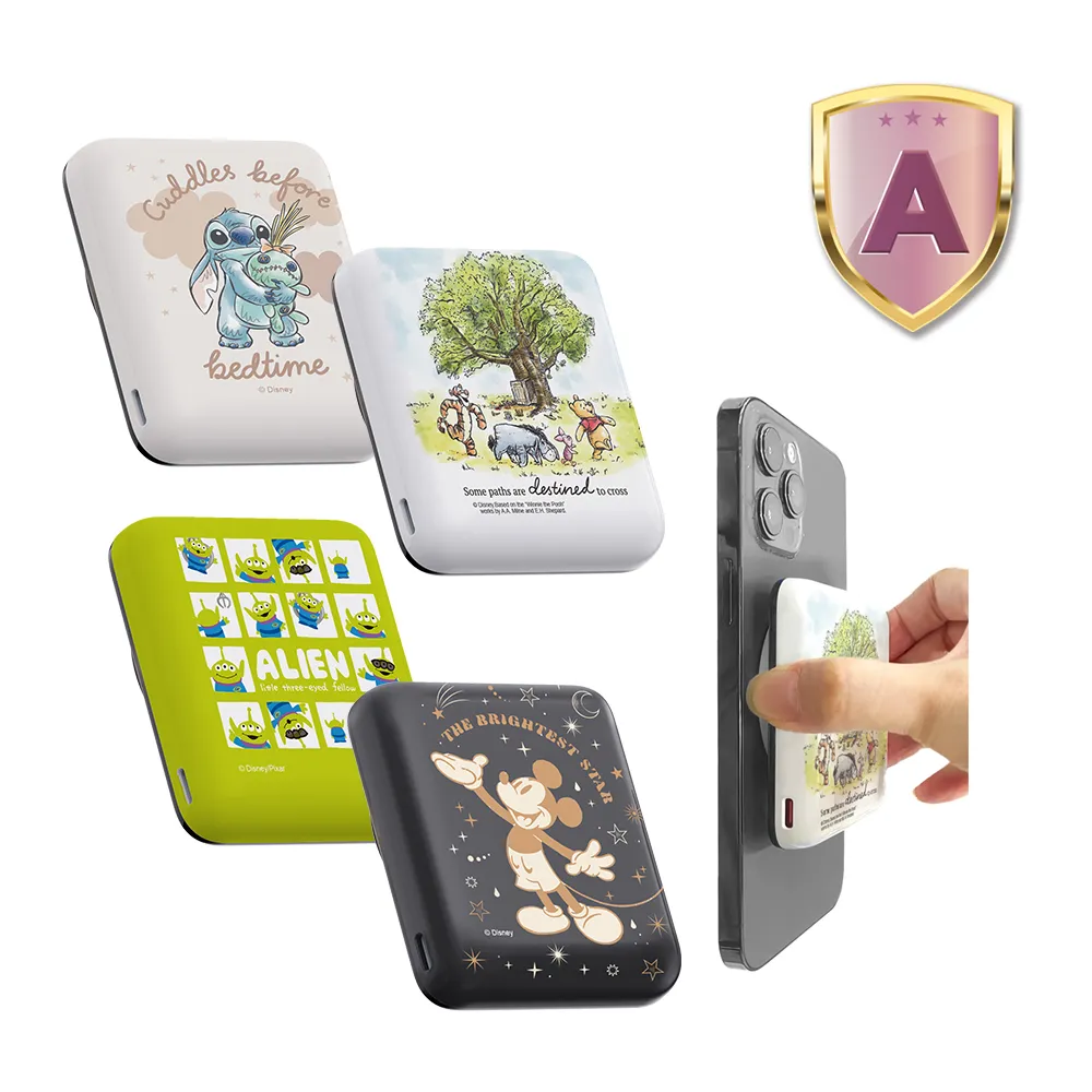【Disney 迪士尼】磁吸晶磁行動電源 5000mAh(Magsafe/快充/維尼/三眼怪)