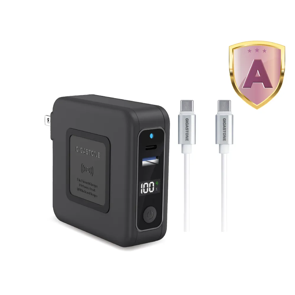【Gigastone 立達國際】4合1 Qi無線旅充行動電源10000mAh QP-10200B+60W C to C快充線(支援iPhone17快充)