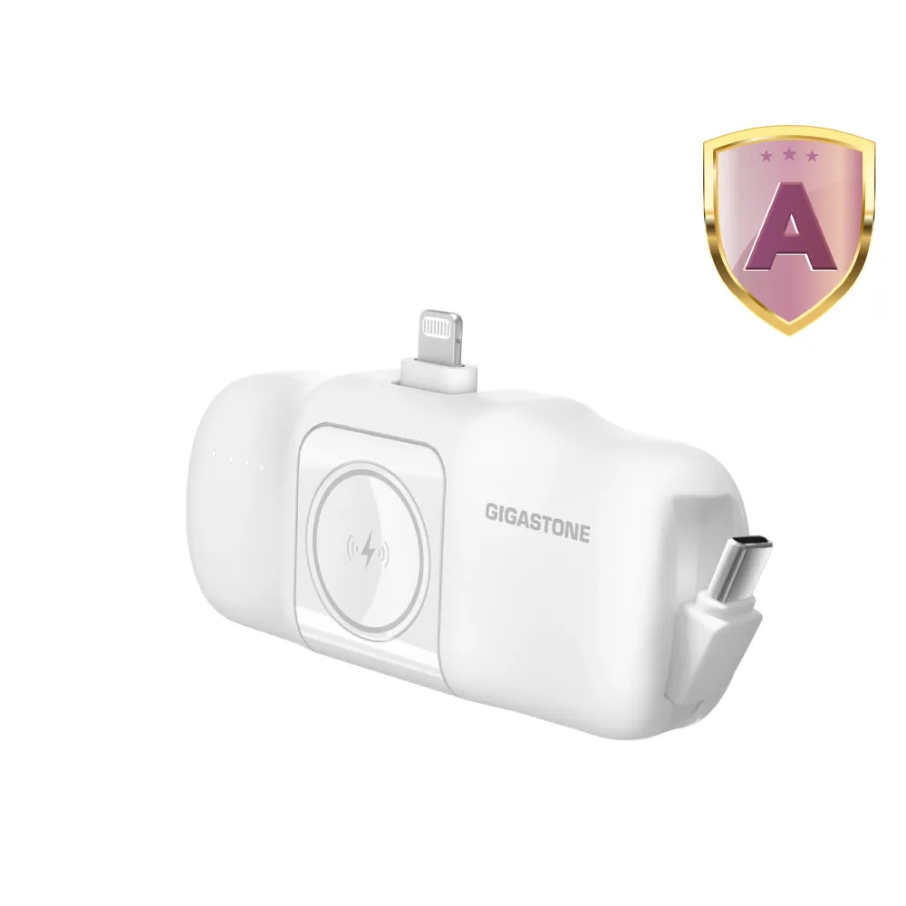 【Gigastone 立達國際】5000mAh雙介面直插式口袋行動電源MP-5000AL白(17.76Wh/USB-C自帶線/可充AppleWatch)